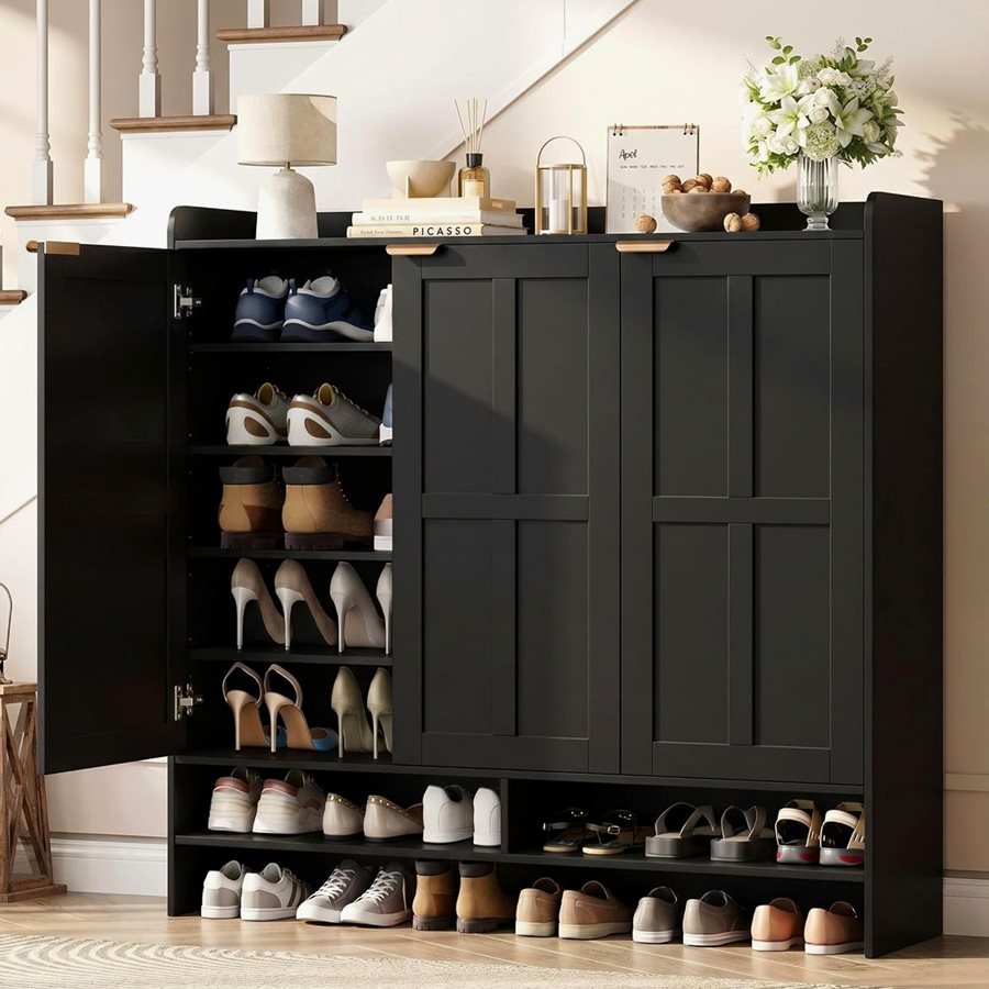 Wide Farmhouse Shoe Cabinet, 47.6