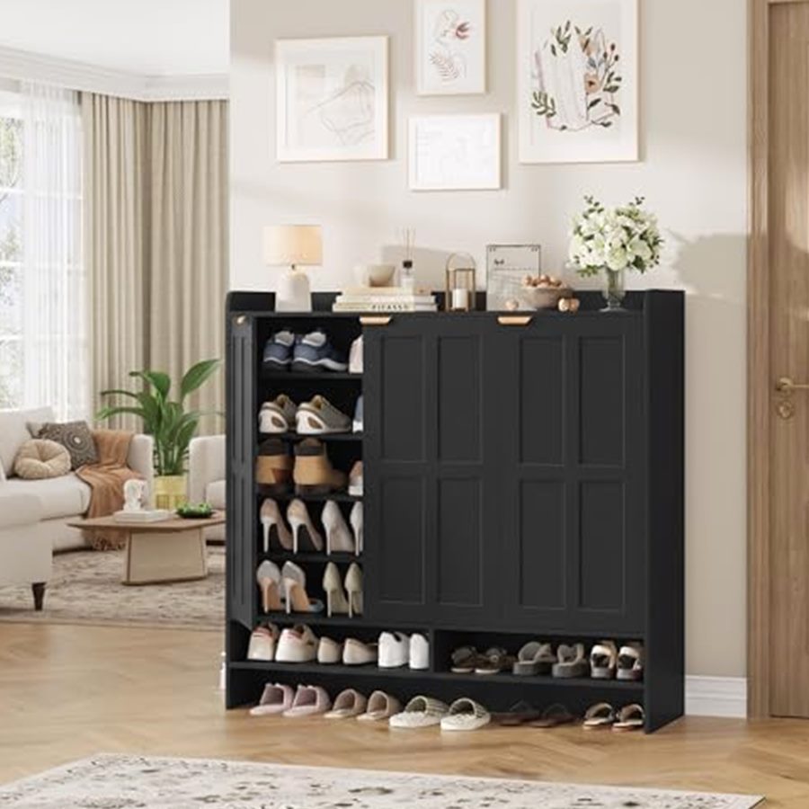 Wide Farmhouse Shoe Cabinet, 47.6