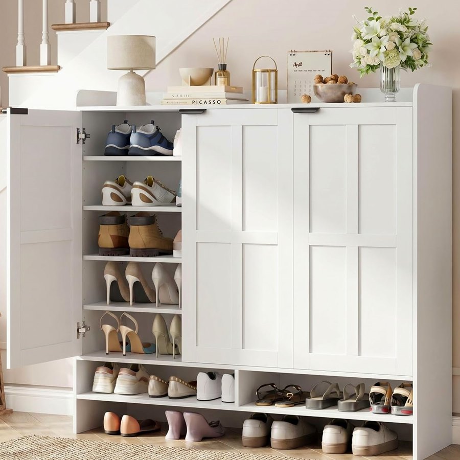 Wide Farmhouse Shoe Cabinet, 47.6