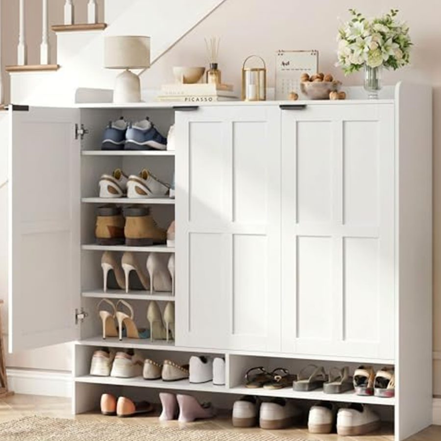 Wide Farmhouse Shoe Cabinet, 47.6