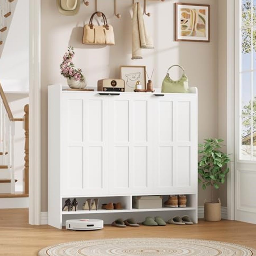 Wide Farmhouse Shoe Cabinet, 47.6
