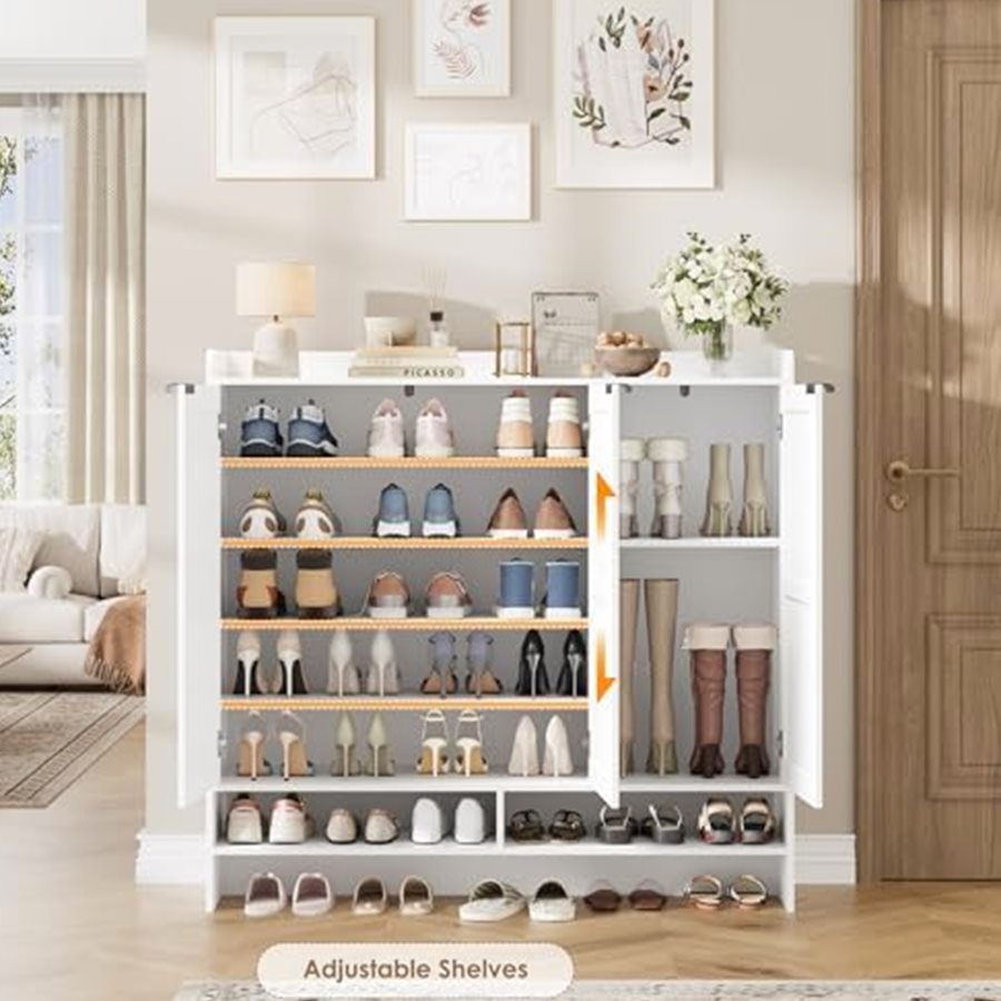Wide Farmhouse Shoe Cabinet, 47.6