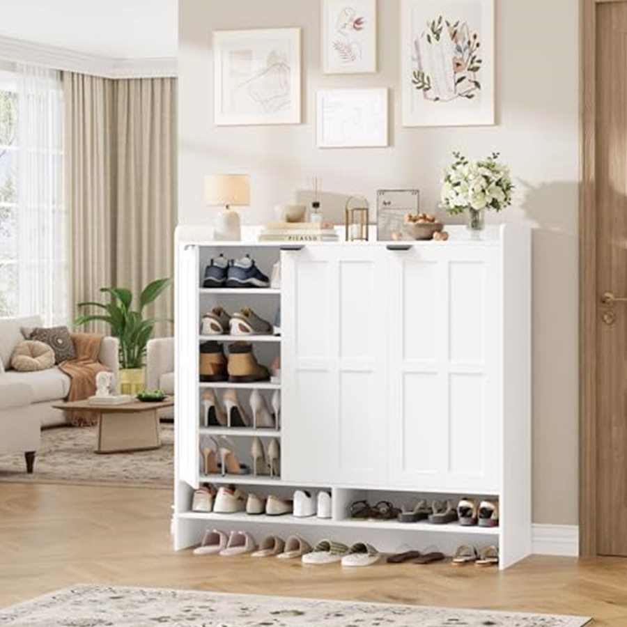 Wide Farmhouse Shoe Cabinet, 47.6