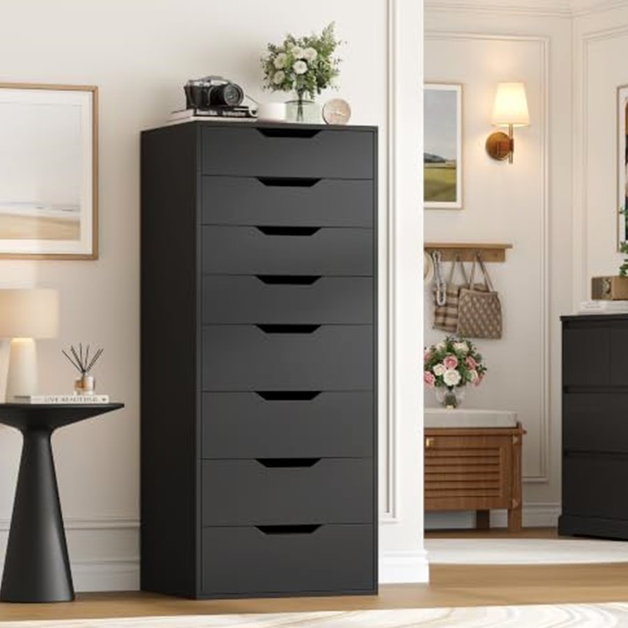Tall 8-Drawer Dresser, Groove Handles, Black — photo 2 of 7