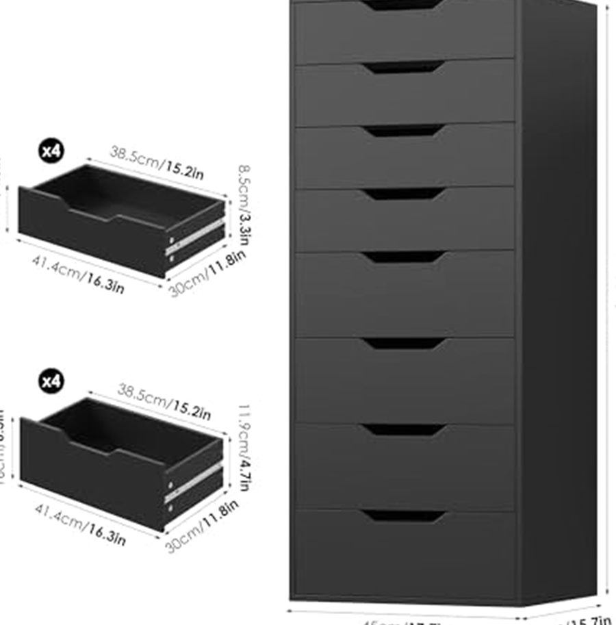 Tall 8-Drawer Dresser, Groove Handles, Black — photo 3 of 7