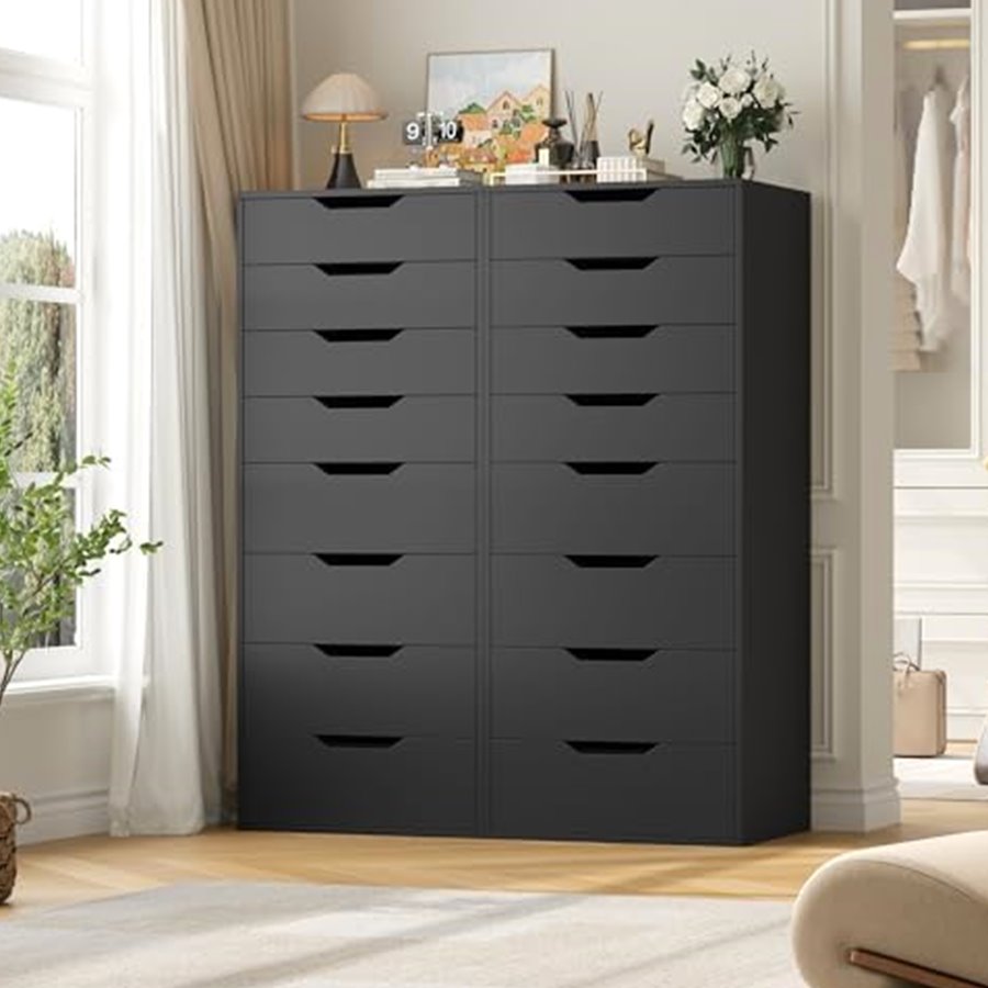 Tall 8-Drawer Dresser, Groove Handles, Black — photo 4 of 7