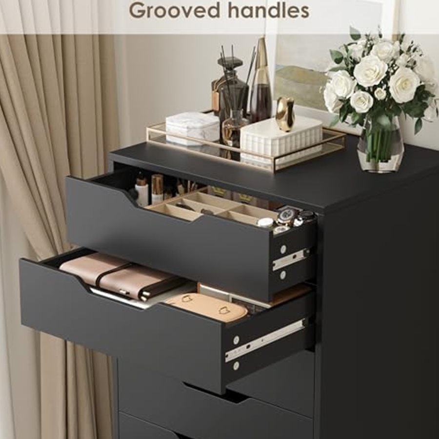 Tall 8-Drawer Dresser, Groove Handles, Black — photo 6 of 7