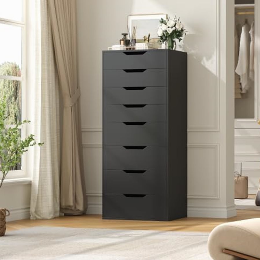 Tall 8-Drawer Dresser, Groove Handles, Black — photo 7 of 7