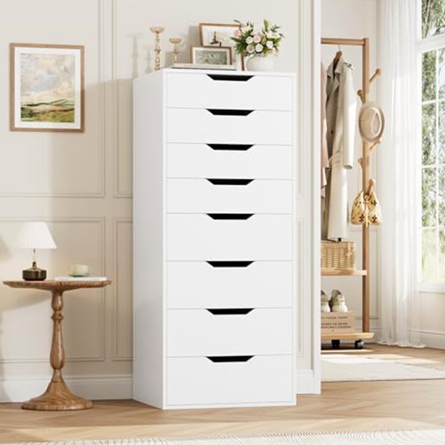 Tall 8-Drawer Dresser, Groove Handles, White — photo 3 of 7