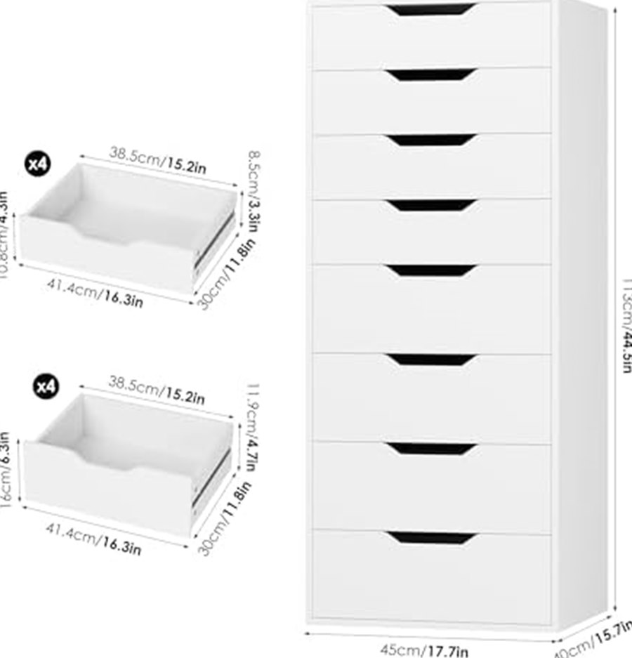 Tall 8-Drawer Dresser, Groove Handles, White — photo 4 of 7
