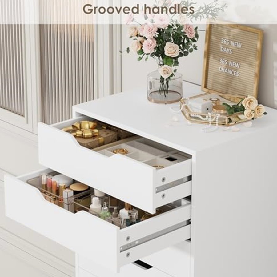 Tall 8-Drawer Dresser, Groove Handles, White — photo 7 of 7